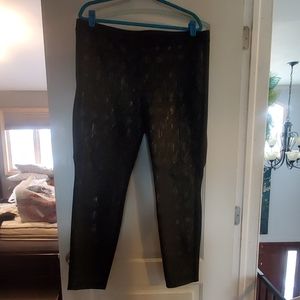 WHBM skinny cut black and gold stretchy trousers